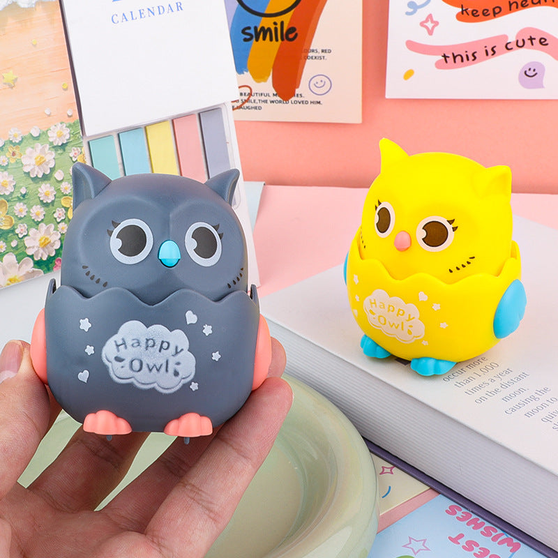 Kawaii Push & Go Happy Owl Toy – Press Head Running Cartoon Owl (Single Piece, Random Color)