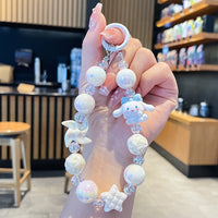 Kawaii Sanrio Beaded Keychain Bracelet Set | Cute Cartoon Character Wrist Keychains for Kids & Girls