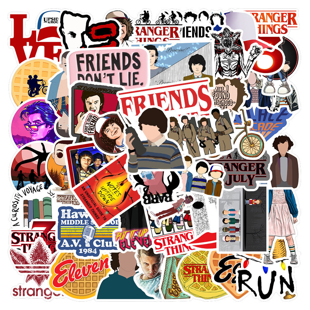 Stranger Things Sticker Pack (50 PCS) | Waterproof Vinyl Stickers | Netflix Series Aesthetic Decals for Laptop, Phone, Bottle, Diary & Scrapbook
