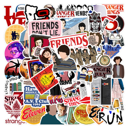 Stranger Things Sticker Pack (50 PCS) | Waterproof Vinyl Stickers | Netflix Series Aesthetic Decals for Laptop, Phone, Bottle, Diary & Scrapbook