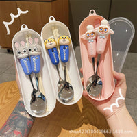 Zootopia Cartoon Character Cutlery Set with Case – Nick Wilde, Judy Hopps, Flash Sloth, Clawhauser & Bellwether Portable Spoon Fork Chopsticks Lunch Set