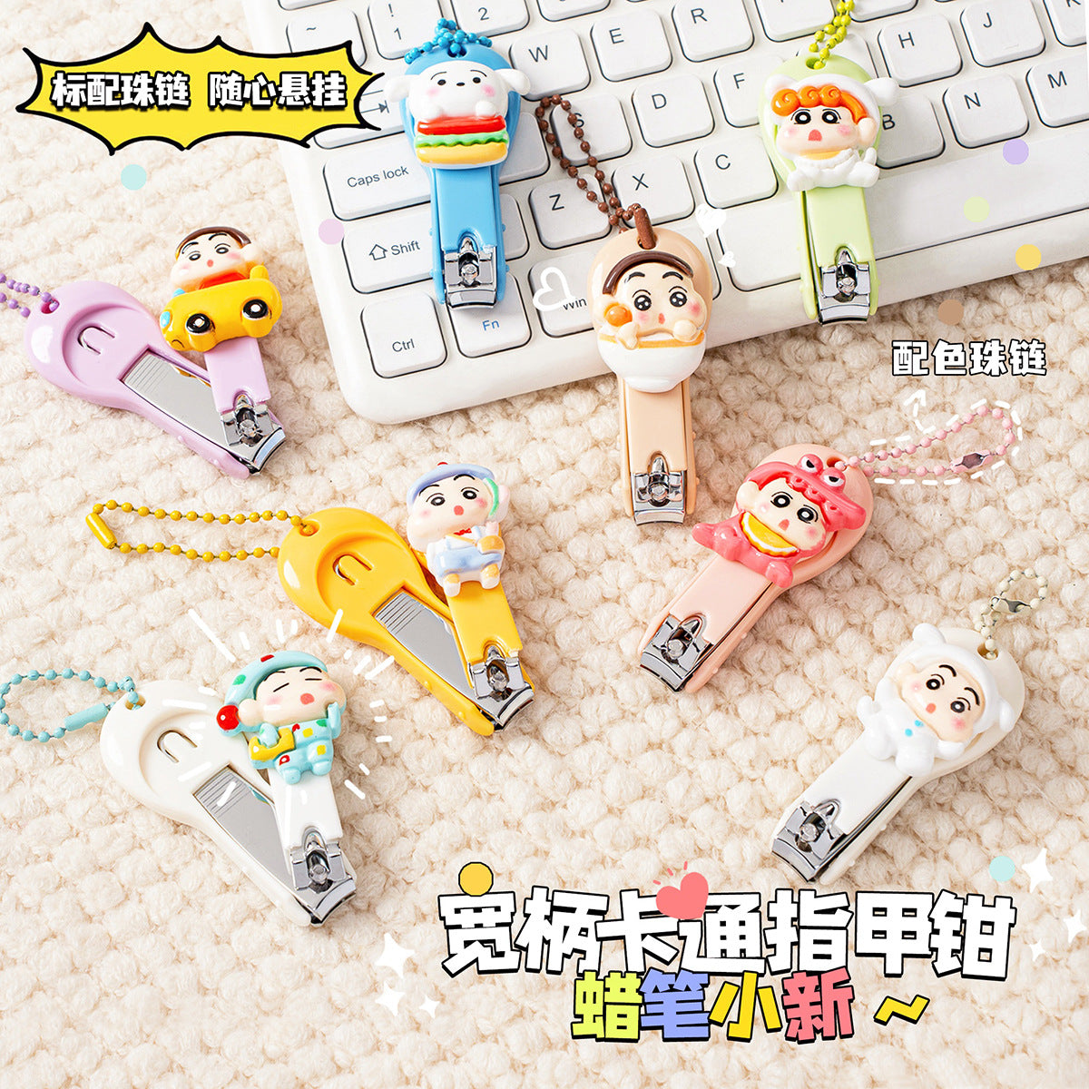 Shinchan Cute Cartoon Nail Clipper Set of 4 with Keychain | Kawaii Shinchan Mini Nail Cutter Set | Portable Travel Nail Clippers for Kids & Adults
