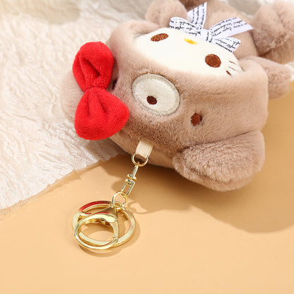 Kawaii Sanrio Bear Hoodie Plush Keychain – Cute Hello Kitty, My Melody & Cinnamoroll Soft Toy Bag Charm Keyring