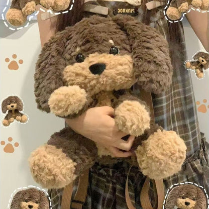 Kawaii Cute Plush Puppy Backpack Bag – Soft Teddy Dog Shoulder Bag for Girls & Kids | Kawaii Plush Animal Backpack Purse
