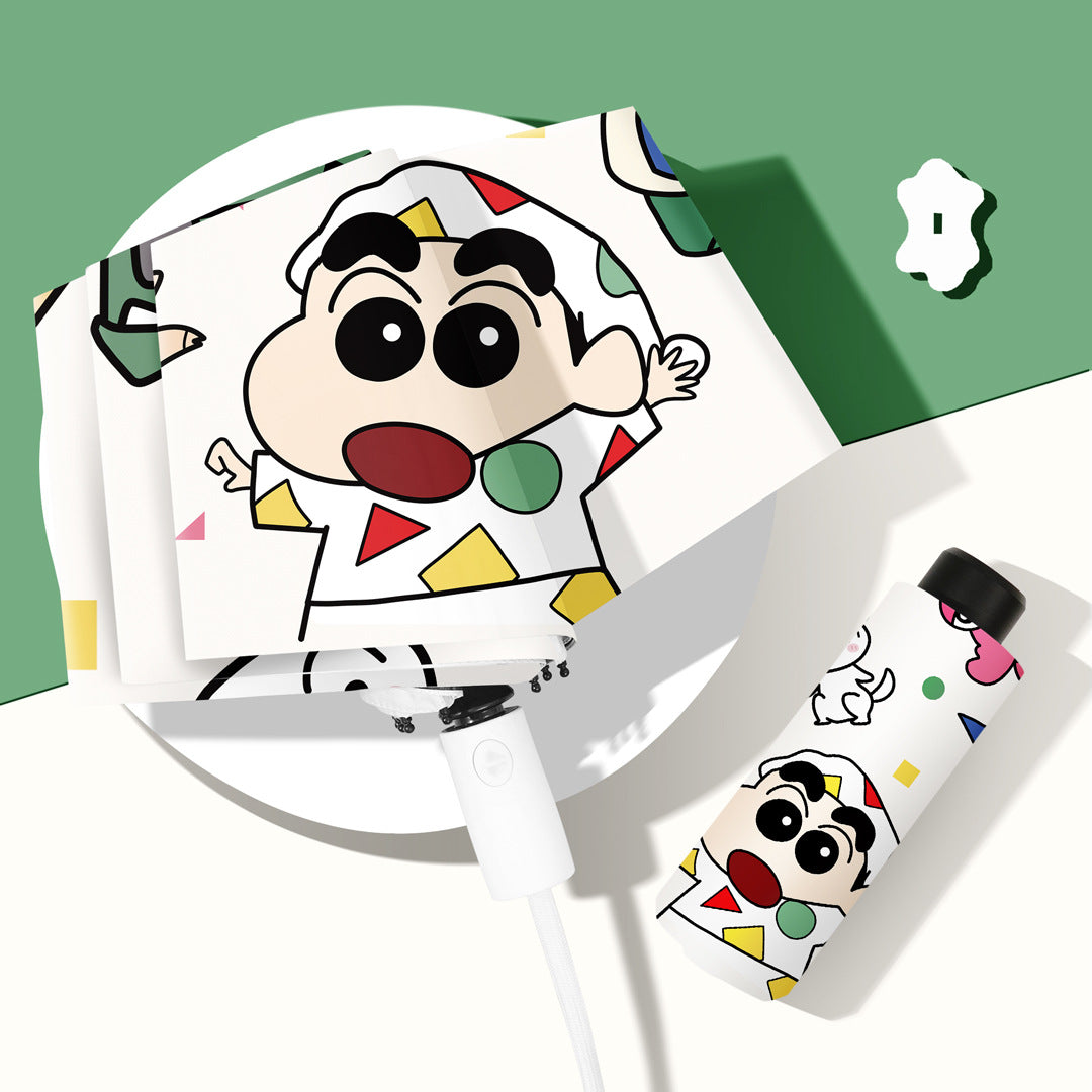 Shinchan Cartoon Folding Umbrella – Cute Anime UV Protection Umbrella for Kids & Adults | Portable Windproof Sun & Rain Umbrella