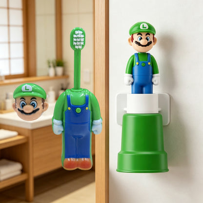 Super Mario Kids Pop-Up Toothbrush with Protective Cap | Portable Cartoon Manual Toothbrush for Boys & Girls | Soft Bristle Travel Toothbrush for Children