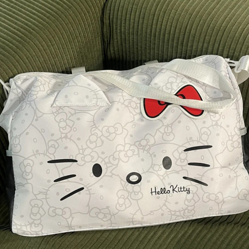 Hello Kitty Large Travel Duffle Bag with Trolley Sleeve | Cute Kawaii Weekend Bag, Gym Bag, Overnight Luggage for Girls & Women