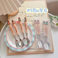 Cute Capybara Stainless Steel Fork & Spoon Set with Case – Kids Lunch Cutlery