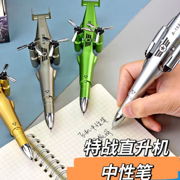 Military Helicopter Aircraft Design Gel Pen | Creative Fighter Plane Pen for Kids & Students | Novelty Stationery Gift
