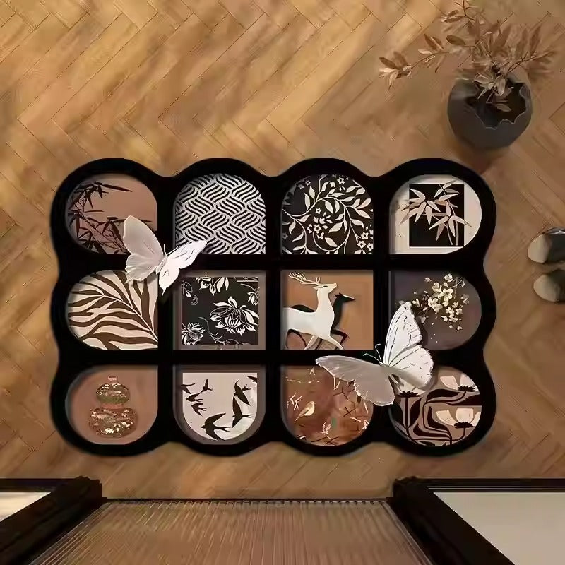 Modern Abstract Butterfly Floral Door Mat | Luxury Anti-Slip Entrance Rug | Decorative Living Room, Bedroom & Entryway Floor Mat
