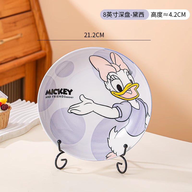 Disney Mickey Mouse & Friends Cartoon Printed Snack Plate – Kids Plastic Dinner Plate | Cute Minnie Mouse, Donald Duck, Daisy Plate | Single Piece Kawaii Tableware