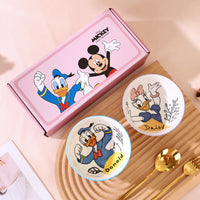 Disney Cartoon Ceramic Bowls  (Mickey, Minnie, Donald, Daisy) (set of 2) with Proper Gift Box– Premium Kids Breakfast & Snack Bowl Collection