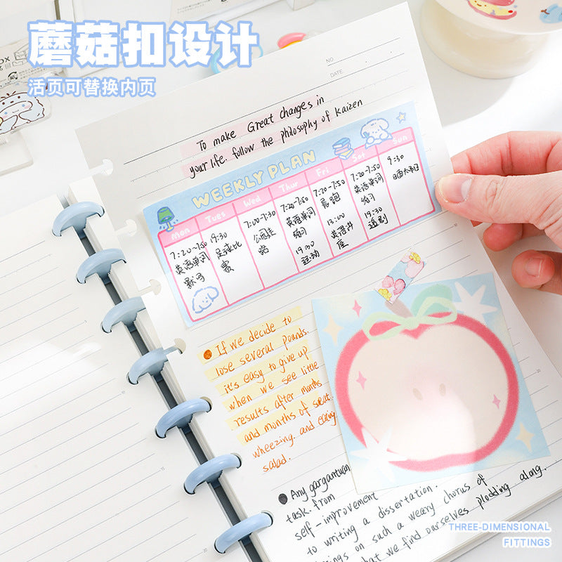 Kawaii DIY Loose-Leaf Notebook Binder – Cute Disc Bound Aesthetic Planner Journal with Decorative Charms