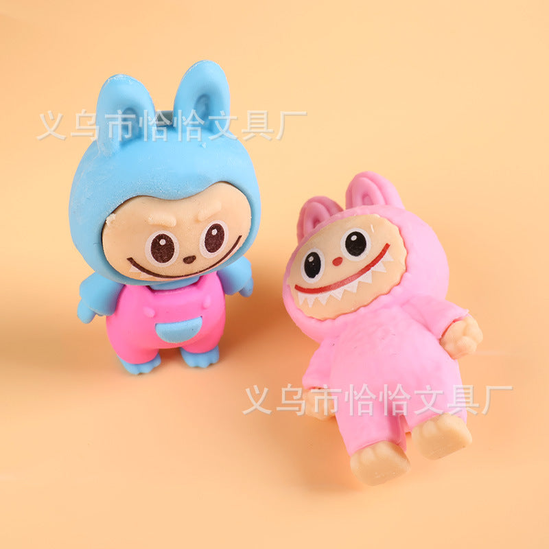 Labubu Kawaii Blind Pouch Erasers – Pack of 6 | Cute Cartoon Collectible Erasers for Kids & Stationery Lovers