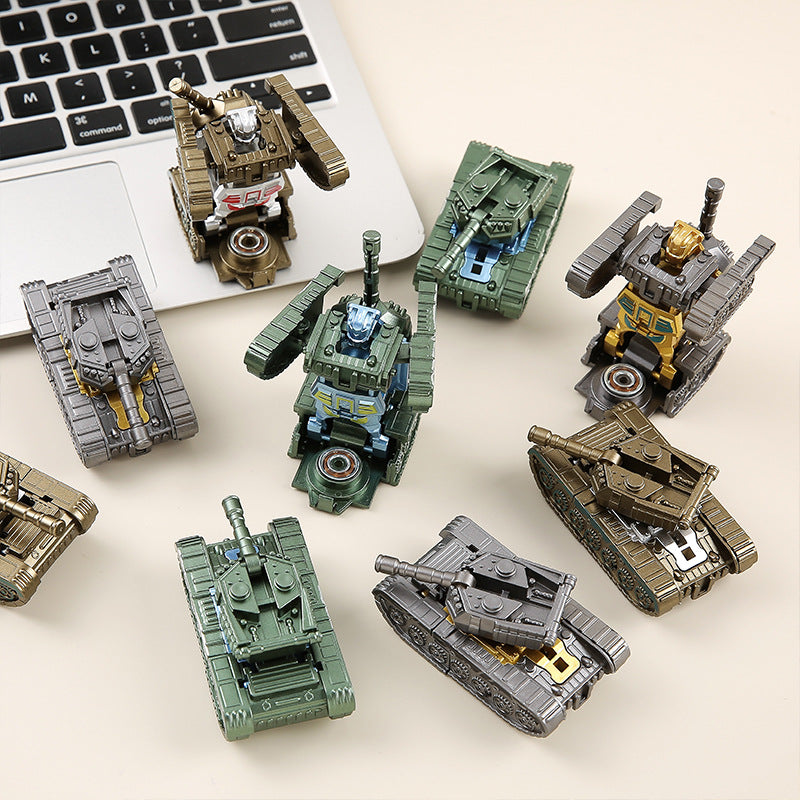 Transforming Tank Robot Spinner Toy | 2-in-1 Tank to Robot Fidget Toy | Finger Spin Decompression Toy | Mini Transformer Tank Toy for Kids & Adults | Stress Relief Desk Toy | Random Color