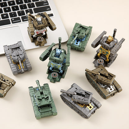 Transforming Tank Robot Spinner Toy | 2-in-1 Tank to Robot Fidget Toy | Finger Spin Decompression Toy | Mini Transformer Tank Toy for Kids & Adults | Stress Relief Desk Toy | Random Color