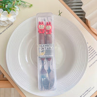 Labubu Travel Portable Cutlery Set | Cute Cartoon Spoon & Fork with Case
