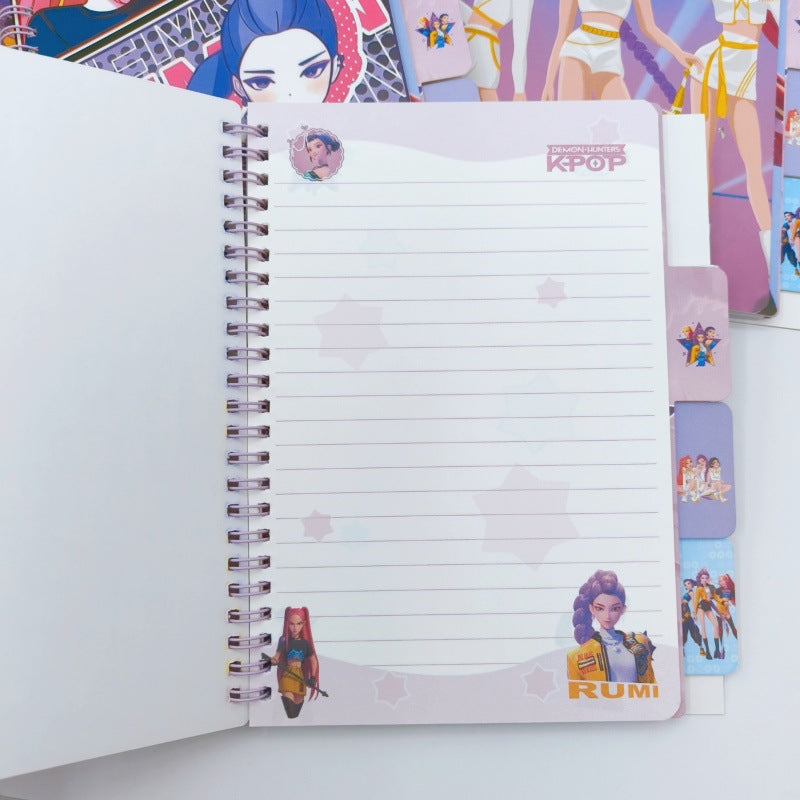 K-Pop Demon Hunter Spiral Diary | Anime Style K-Pop Girls Notebook with Tabs | Cute Korean Aesthetic Journal for School, College & Gifting