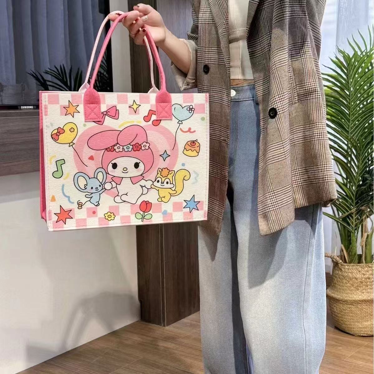 Sanrio Kawaii Canvas Tote Bag  – My Melody, Kuromi, Cinnamoroll & Pompompurin Handbags | Cute Japanese Aesthetic Shopping Bags for Girls