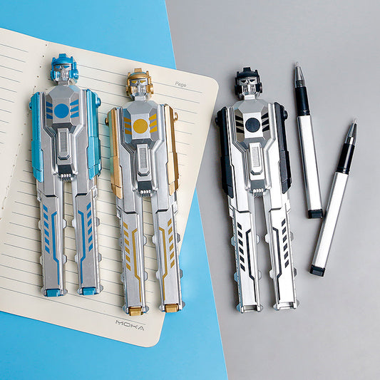 Transformer Robot Pen Stand with 2 Ball Pens | Action Figure Desk Organizer for Kids & Gift Item