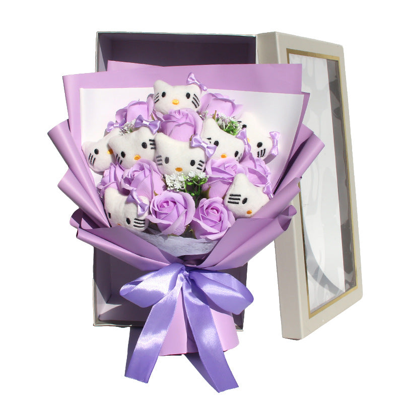 Hello Kitty Plush Bouquet Gift Box – Kawaii Sanrio Cute Flower Bouquet with Gift Box | Romantic Birthday & Valentine Gift