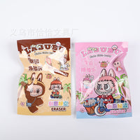 Labubu Kawaii Blind Pouch Erasers – Pack of 6 | Cute Cartoon Collectible Erasers for Kids & Stationery Lovers