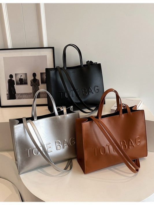 Luxury Embossed Tote Bag for Women – Premium Leather Shoulder Handbag | Large Capacity Office, Shopping & Travel Tote