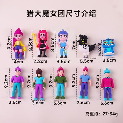 KPOP Demon Hunters Anime Character Keychain (Set of 6) – Cute Kawaii PVC Key Rings for Bags, Car Keys, Backpacks & Gifts
