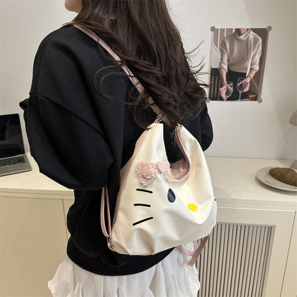 2-in-1 Hello Kitty Convertible Shoulder & Backpack Bag with Hello Kitty Charm– Cute Kawaii Multipurpose Handbag for Girls & Women