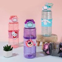 Kawaii Character Water Bottle With Belt Strap – 1 Litre Leakproof Tritan Straw Bottle (Hello Kitty / Cinnamoroll / Lotso / Kuromi)