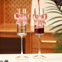 Pink Bow Champagne Glass Set of 2 – Cute Aesthetic Wine Glasses for Couples, Anniversary, Wedding & Home Décor