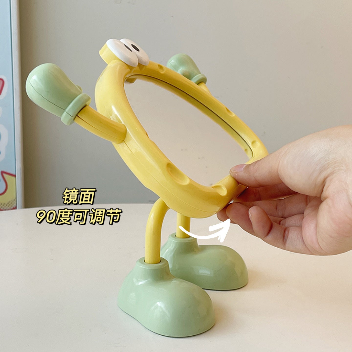 Cute Cartoon Standing Table Mirror with Legs – Kawaii Makeup Mirror for Desk | Aesthetic Vanity Mirror for Girls Room Decor