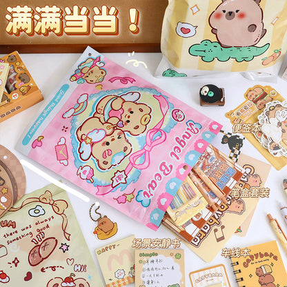 Kawaii Blind Box Stationery Kit (8–10 Items) – Capybara, Angel Bear, Bread Time Bear, Merry Christmas Bear & Cute Bakery Bear Surprise Stationery Gift Set | Mystery Cute School & Office Supplies