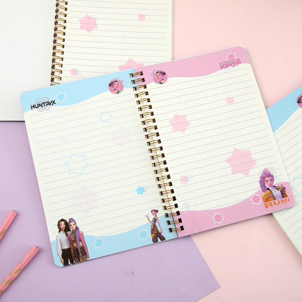 K-Pop Demon Hunters Spiral Diary (Single Piece) | Anime K-Pop Girl A5 Notebook | Cute Cartoon Journal for School, College & Gifting