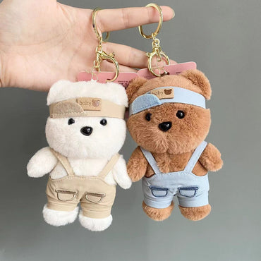 Cute Teddy Bear Plush Keychain – Soft Mini Bear Bag Charm | Kawaii Plush Key Holder for Girls