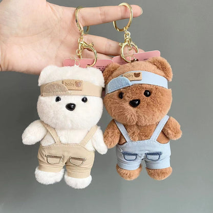 Cute Teddy Bear Plush Keychain – Soft Mini Bear Bag Charm | Kawaii Plush Key Holder for Girls