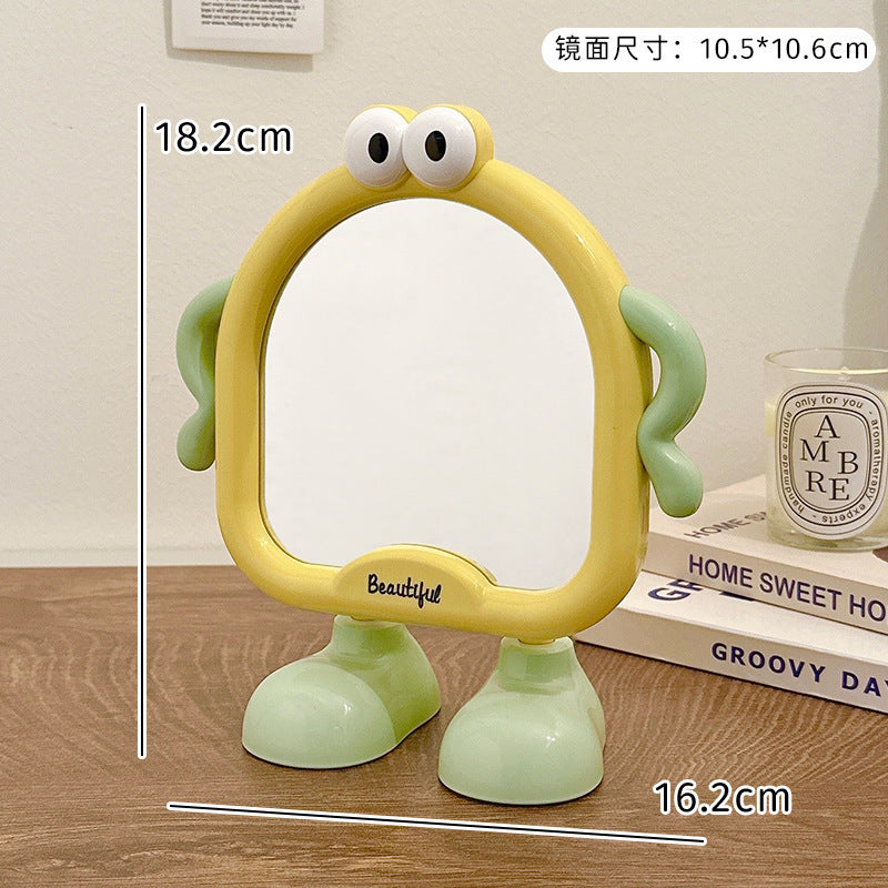 Cute Cartoon Standing Table Mirror with Legs – Kawaii Makeup Mirror for Desk | Aesthetic Vanity Mirror for Girls Room Decor