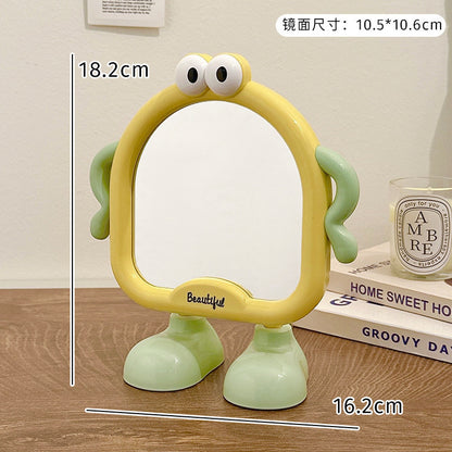 Cute Cartoon Standing Table Mirror with Legs – Kawaii Makeup Mirror for Desk | Aesthetic Vanity Mirror for Girls Room Decor