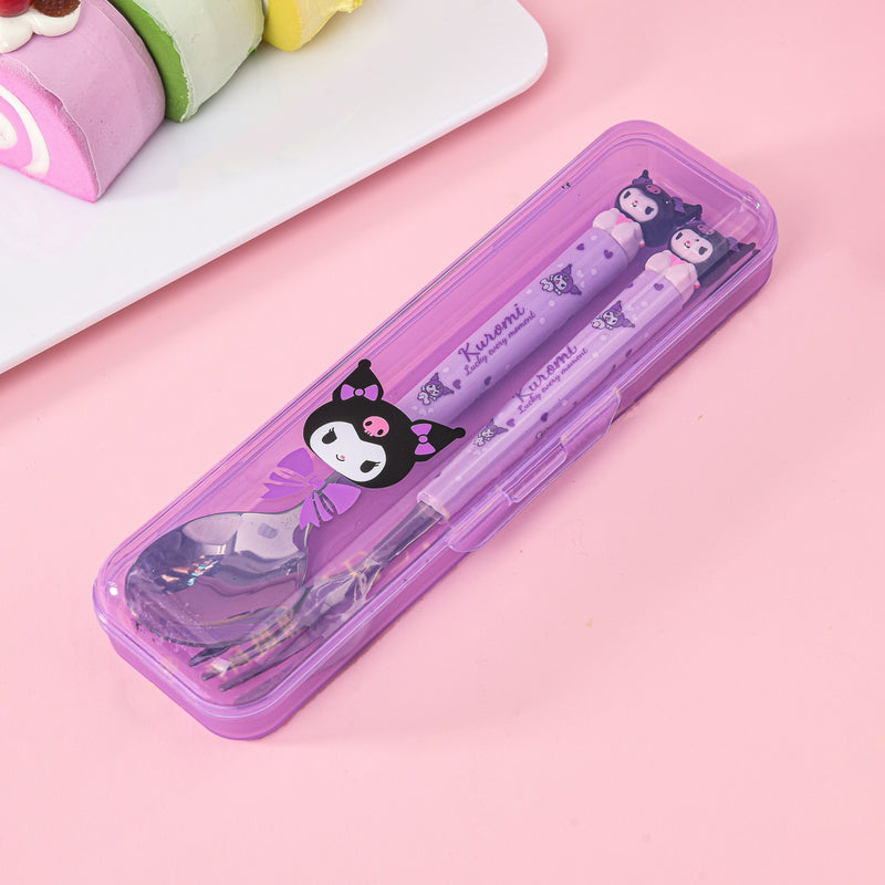 Sanrio Cute Cutlery Set with Case | Hello Kitty, Cinnamoroll, Kuromi & My Melody Fork & Spoon Set