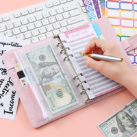 Kawaii Budget Binder Diary with Zipper Cash Envelopes – Money Saving Planner, Expense Tracker, A6 Refillable Binder for Budgeting & Finance Management