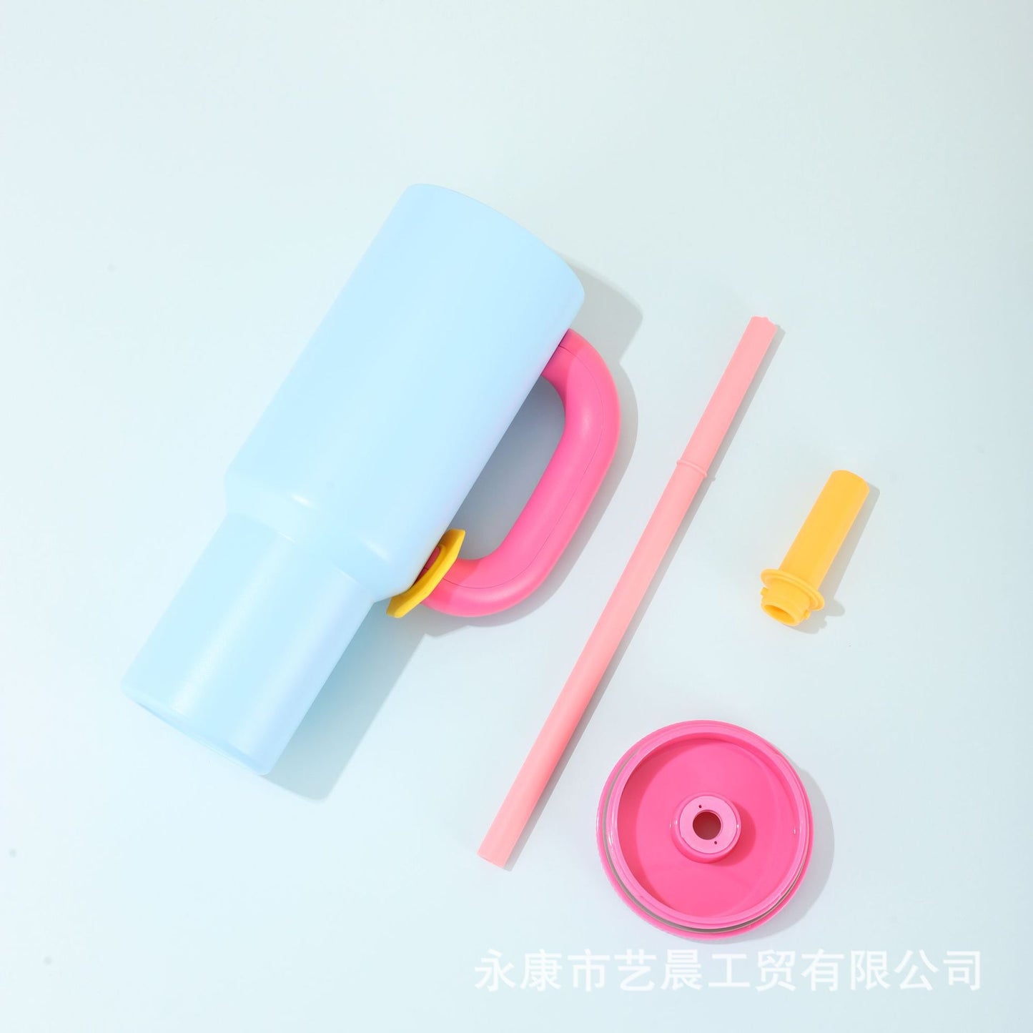 Kawaii Pastel Large Handle Straw Tumbler Cup (Single Piece)