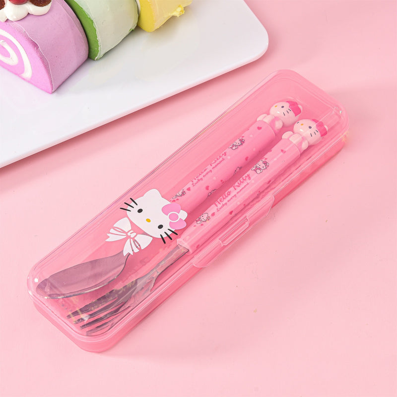 Sanrio Cute Cutlery Set with Case | Hello Kitty, Cinnamoroll, Kuromi & My Melody Fork & Spoon Set