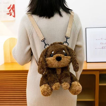 Kawaii Cute Plush Puppy Backpack Bag – Soft Teddy Dog Shoulder Bag for Girls & Kids | Kawaii Plush Animal Backpack Purse