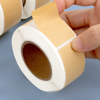Pack of 3 Kraft Paper Adhesive Label Stickers Roll – 25 × 50 mm Blank Brown Packaging, Jar, Storage & Organization Labels
