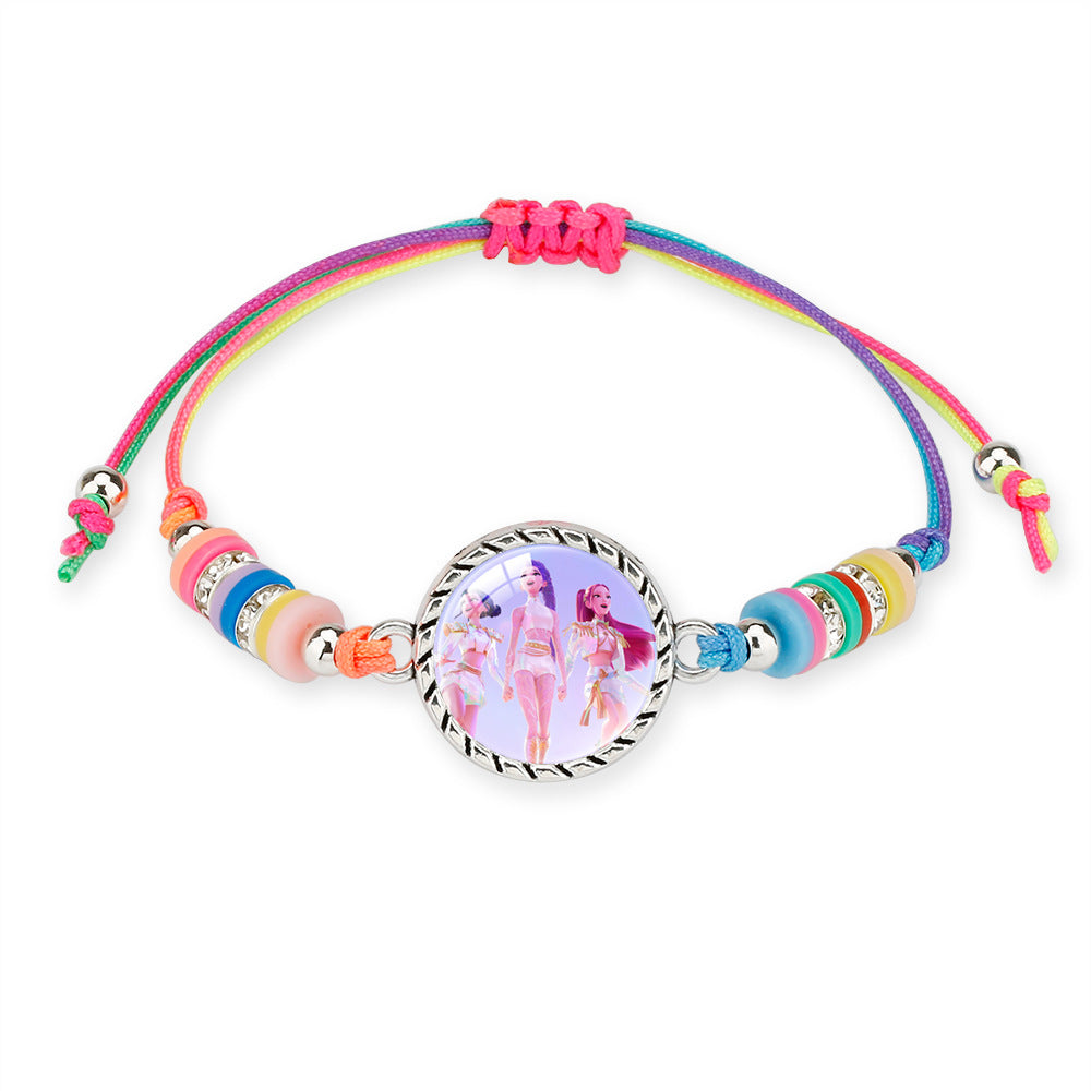 K-Pop Anime  Bracelet  Character Charms | Adjustable Multicolor String Bracelet for Girls, Kids & Teens | Cute Korean Style Jewelry Gift