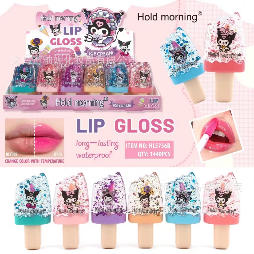 Cute cartoon ice cream moisturizing lip gloss(Pack of 6)