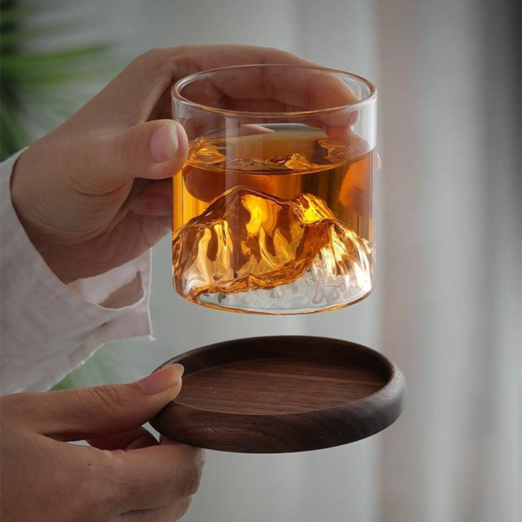 3D Mountain Whiskey Glass – Unique Crystal Clear Mountain Design Drinking Glass for Whiskey, Scotch & Cocktails