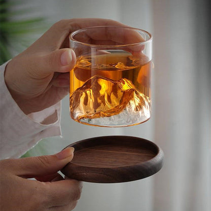 3D Mountain Whiskey Glass – Unique Crystal Clear Mountain Design Drinking Glass for Whiskey, Scotch & Cocktails