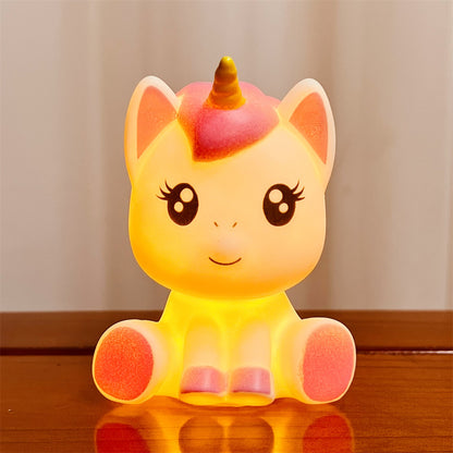 Cute Unicorn Vinyl LED Night Lamp – Button Operated Mini Bedside Light