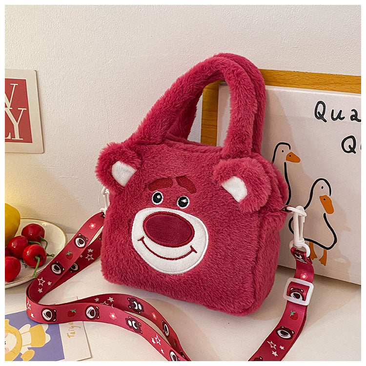 Kawaii Plush Cartoon Character Handbag for Girls – Cute Furry Crossbody Bag | Sanrio & Cartoon Style Shoulder Bag